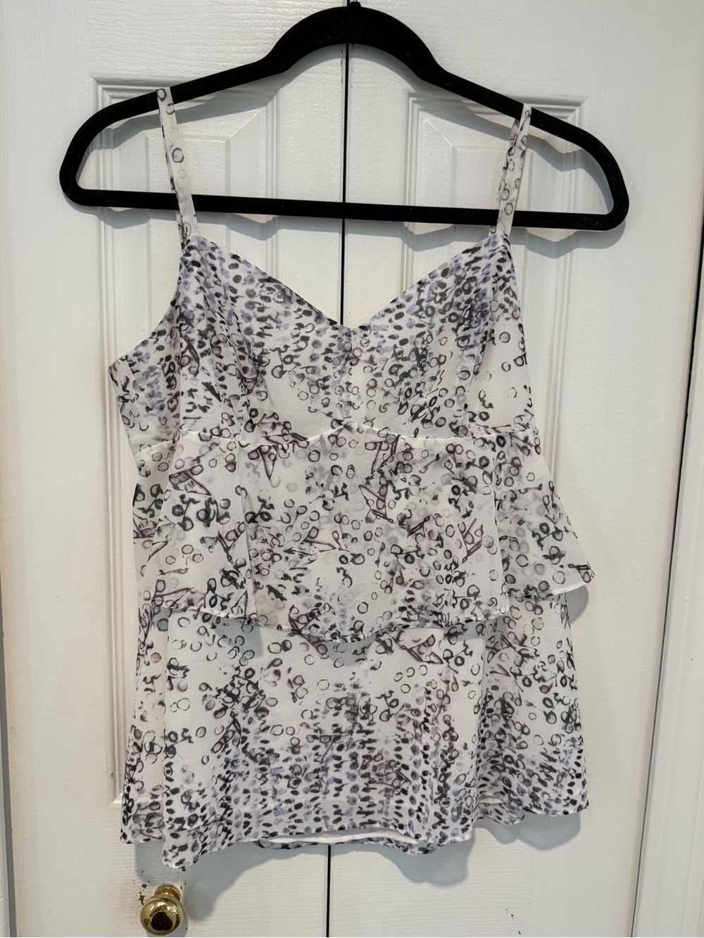 Violet & Gray Printed Ruffle Cami Top